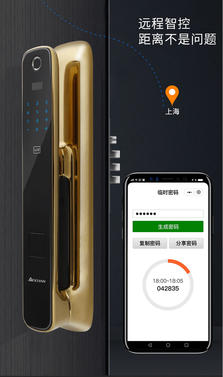 艾仕臣智能鎖 AS-003家用防盜門智能遠程電子鎖