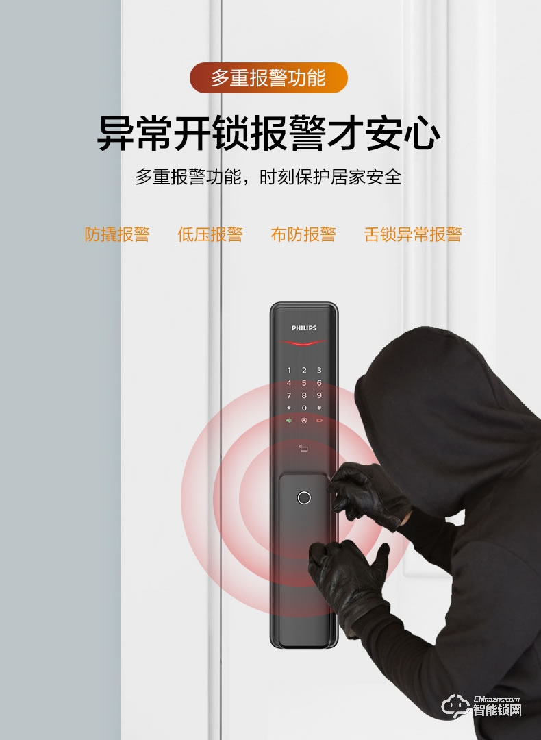 飛利浦智能鎖 6300推拉式全自動(dòng)電子密碼鎖