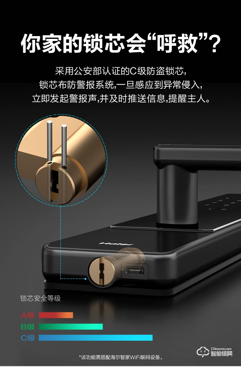 海爾智能鎖 E18直板式防盜門(mén)智能門(mén)鎖電子密碼鎖