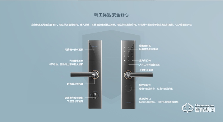 聯(lián)想智能鎖 U1家用防盜智能指紋密碼鎖