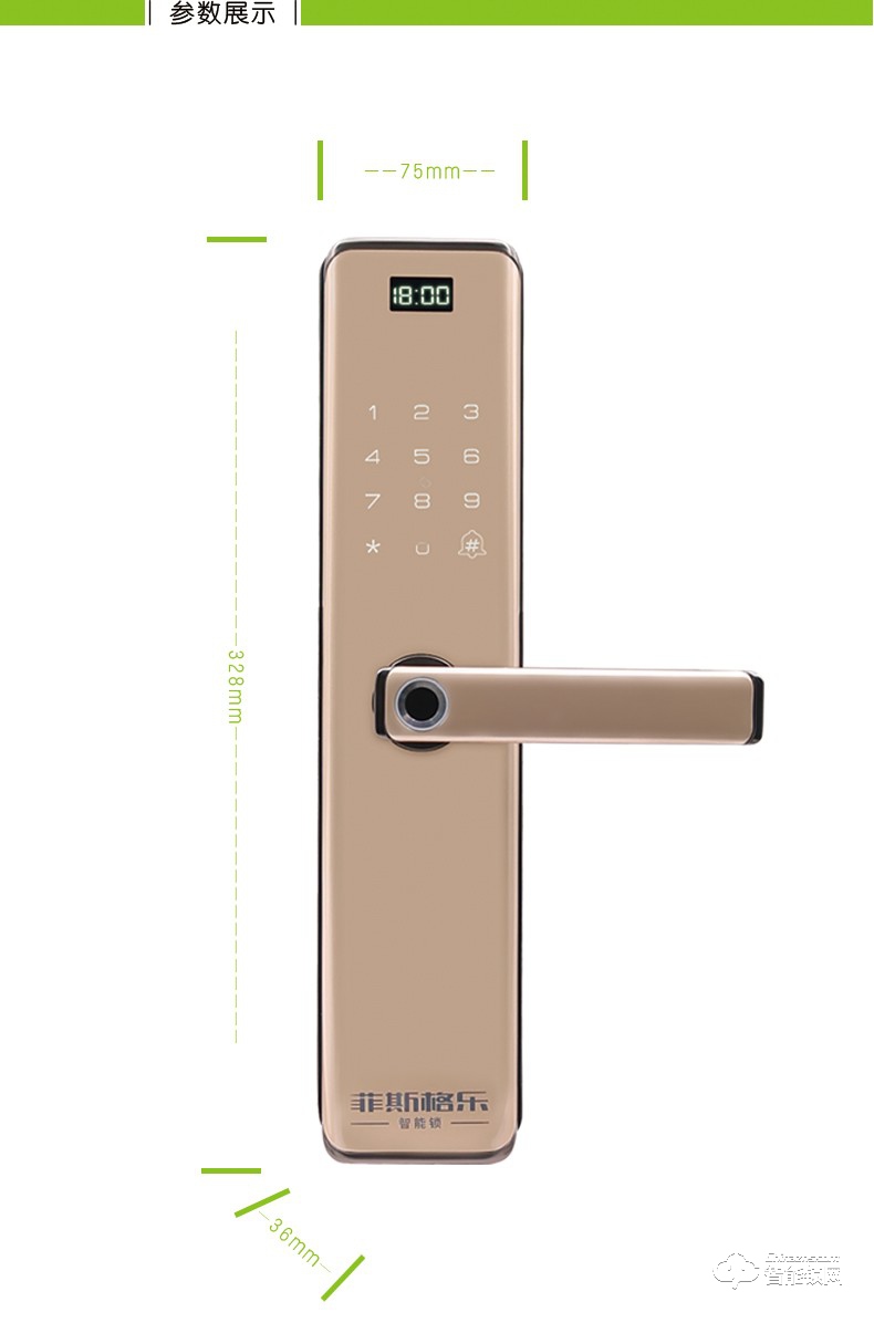 菲斯格樂智能鎖 6853家用防盜門智能門鎖密碼鎖