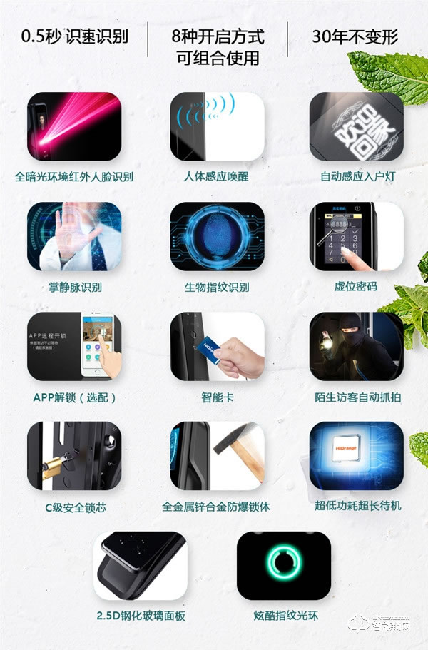 凌振智能鎖 家用全自動人臉識別智能鎖