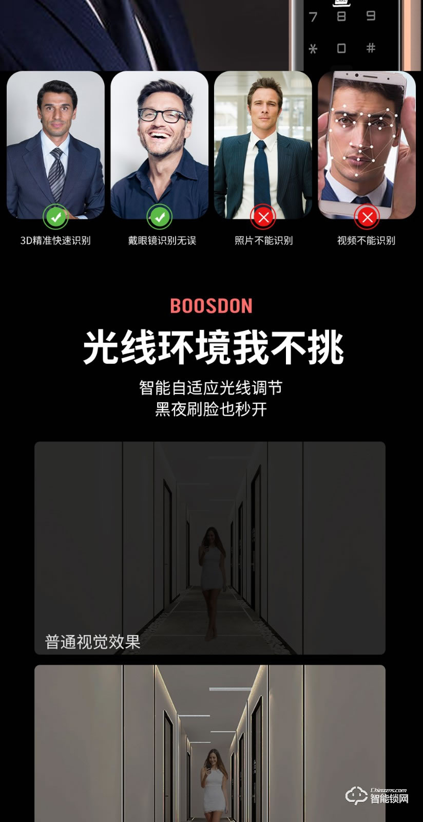 保仕盾智能鎖 Q3F人臉識別貓眼可視指紋鎖智能鎖