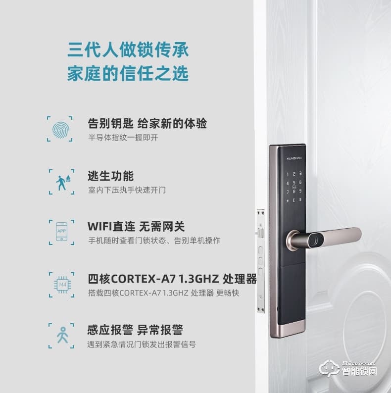 琨山通用智能鎖 D77家用防盜門電子密碼鎖大門鎖