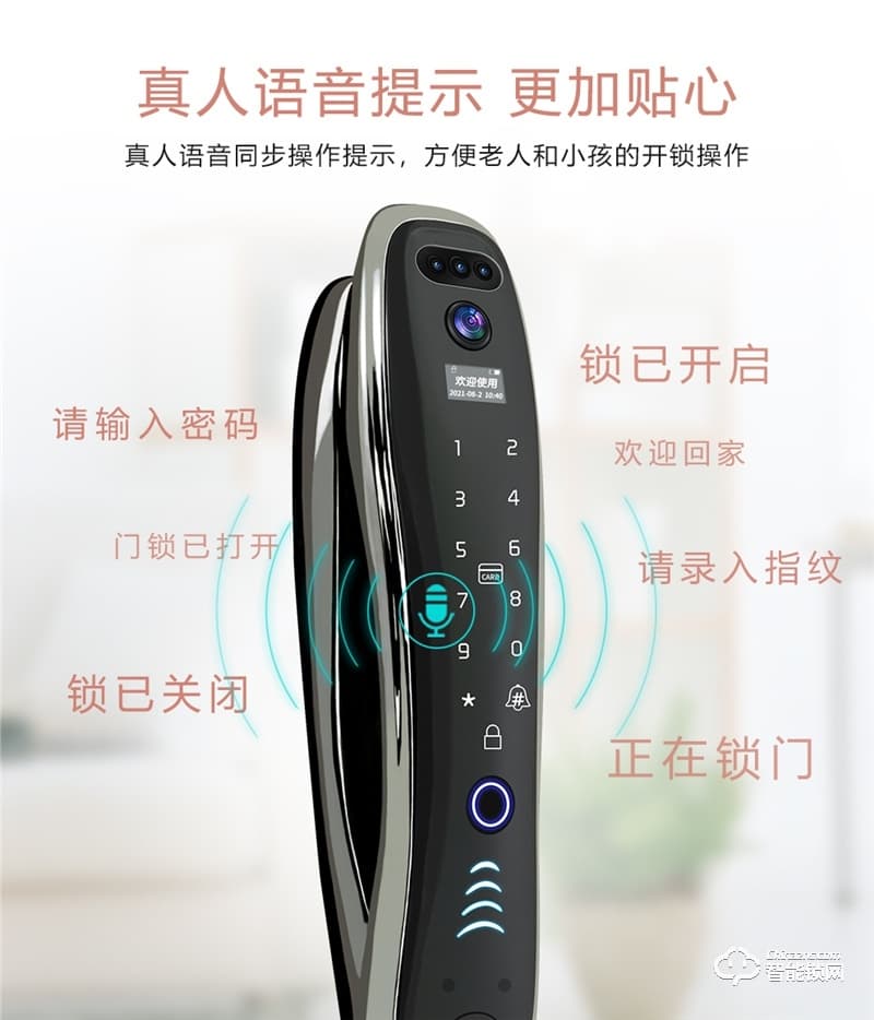 洛克曼G12智能鎖3D人臉識別 航空鋁合金材質