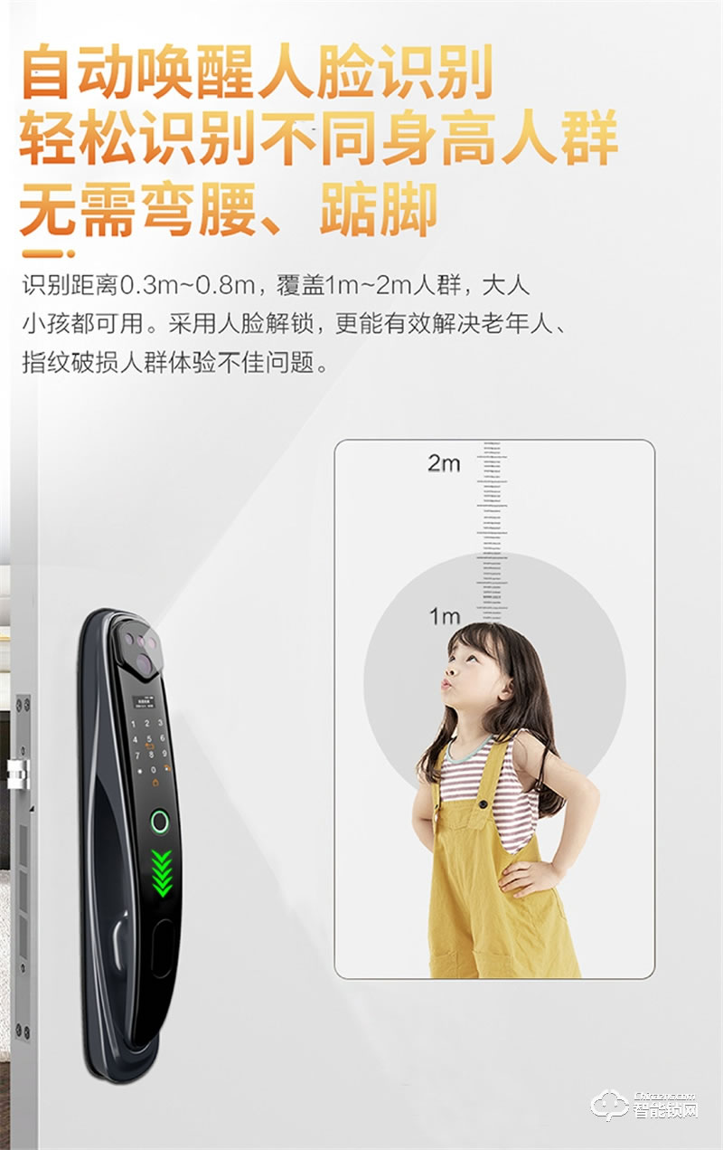 洛克曼S12-2智能鎖3D人臉識(shí)別 超C級(jí)鎖芯