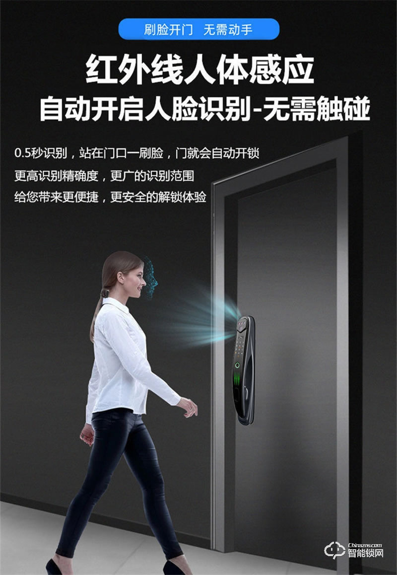 洛克曼S12-2智能鎖3D人臉識(shí)別 超C級(jí)鎖芯