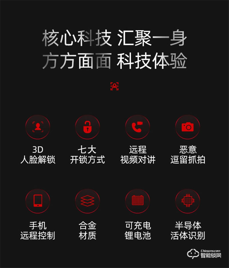 洛克曼X9-2智能鎖 3D人臉識(shí)別航空鋁合金