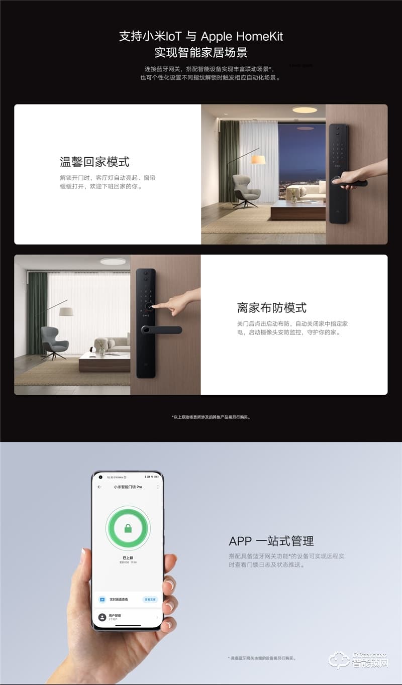 小米智能門鎖 Pro碳素黑 高清超廣角攝像頭