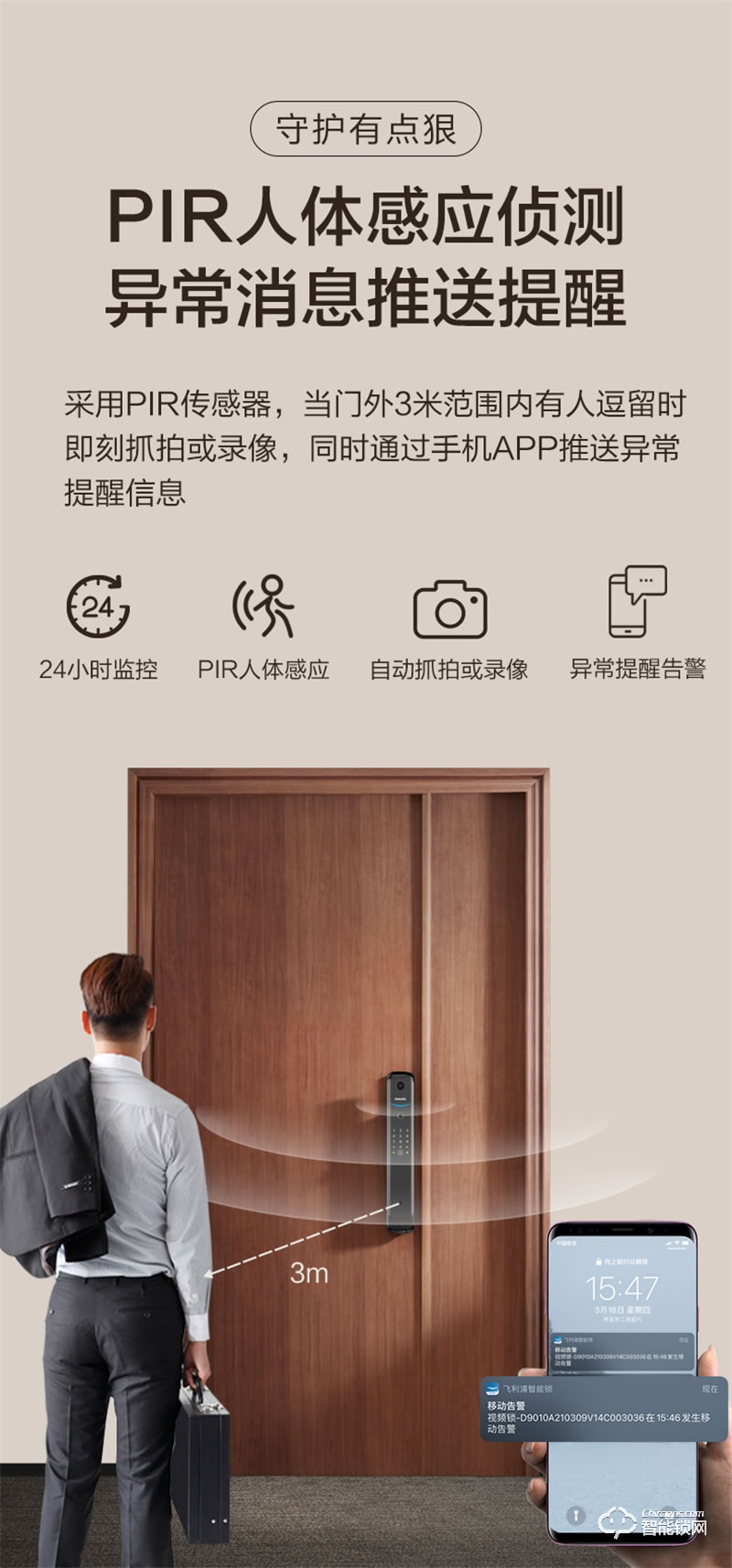 飛利浦智能鎖702 可視貓眼視頻監控全自動密碼鎖