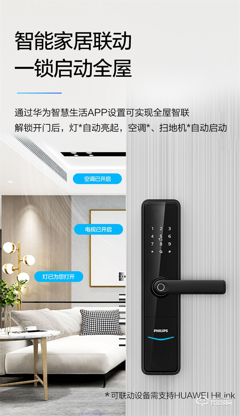 飛利浦智能鎖603E 指紋防盜門家用WIFI密碼電子鎖