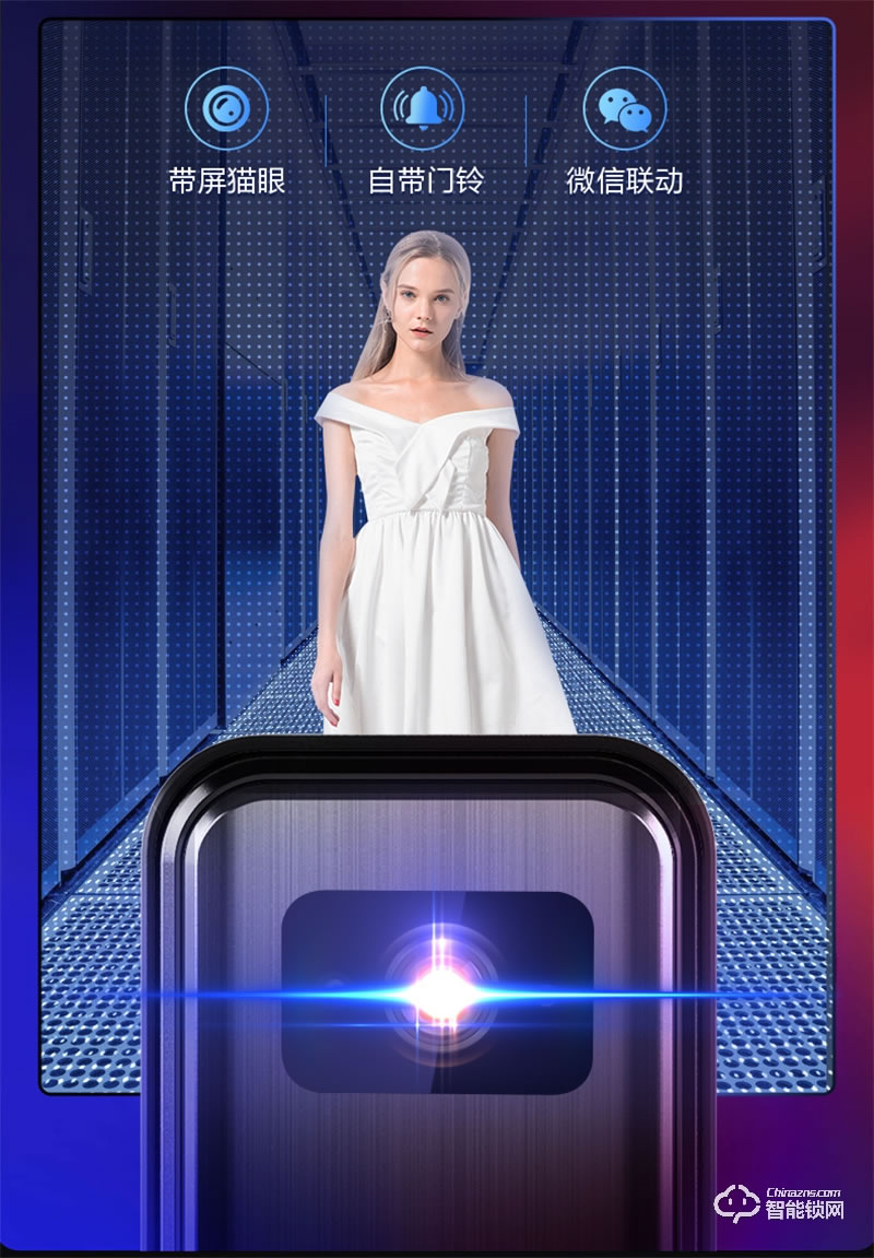 飛利浦708vp指紋鎖 可視貓眼入戶防盜門家用電子智能鎖