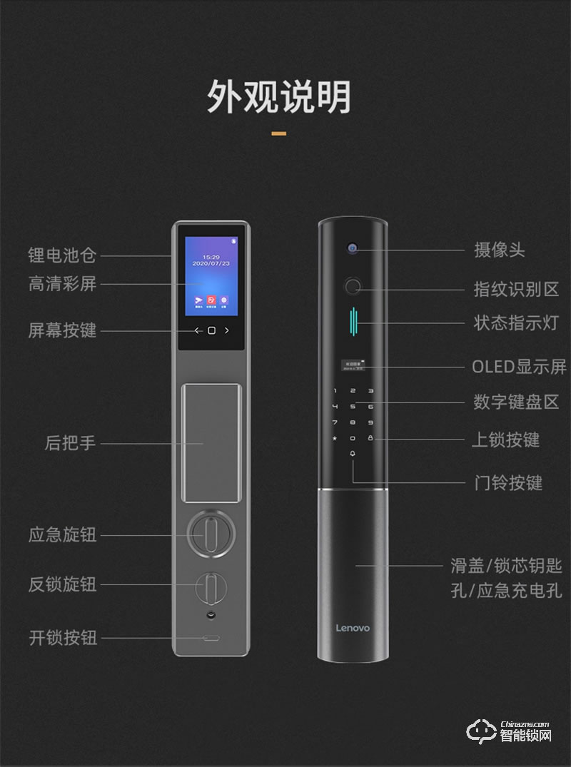 聯想智能鎖X2 防盜門指紋鎖入戶門指紋密碼鎖