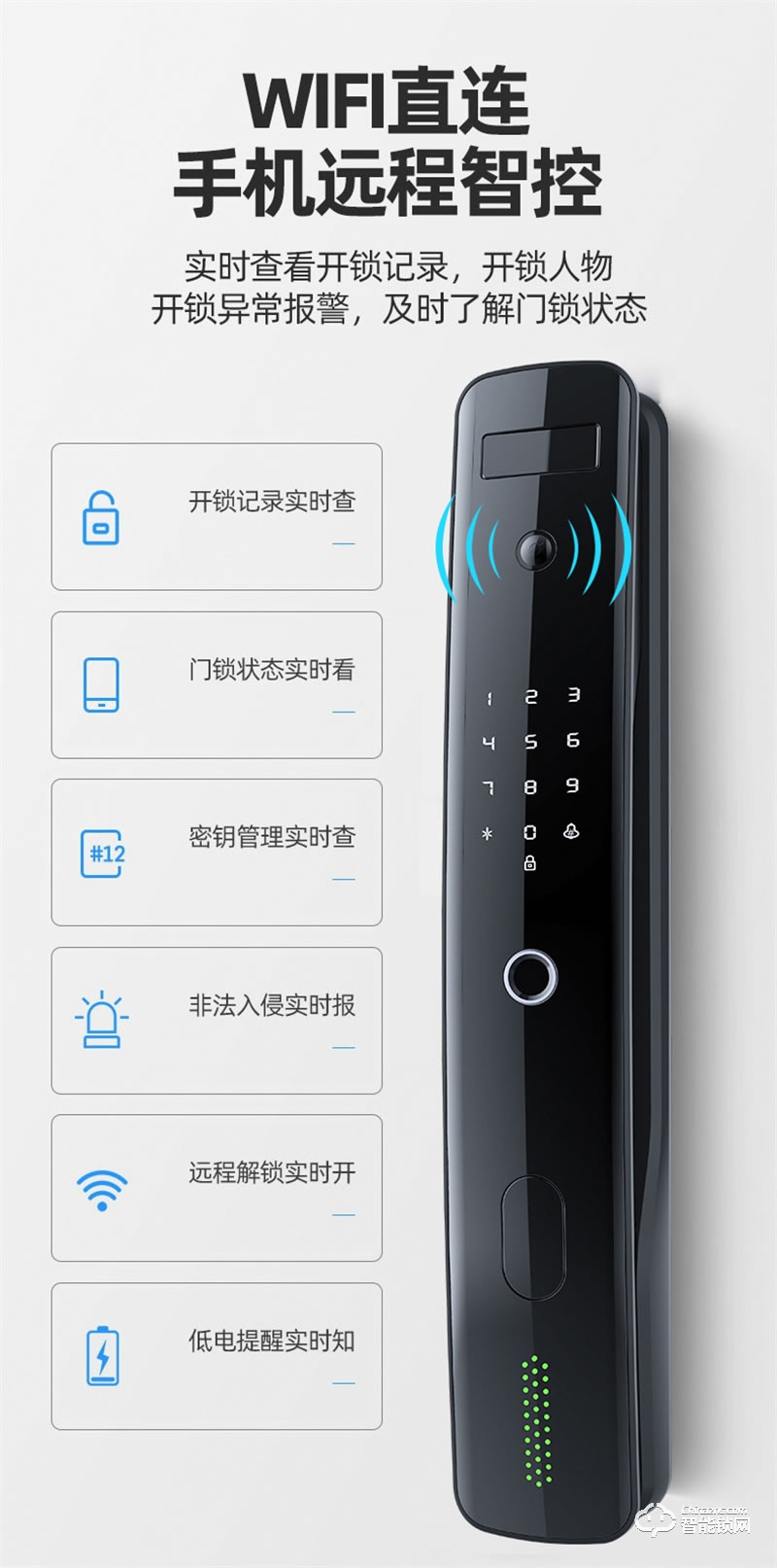 康佳GM6S 3D人臉識別 指紋密碼家用防盜智能門鎖