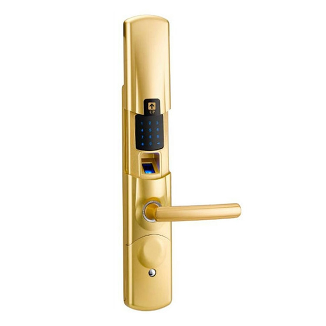 魯創(chuàng)土豪金滑蓋指紋鎖 家用智能門鎖