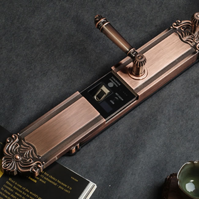 安朗高檔別墅滑蓋指紋鎖 歐式復古智能鎖