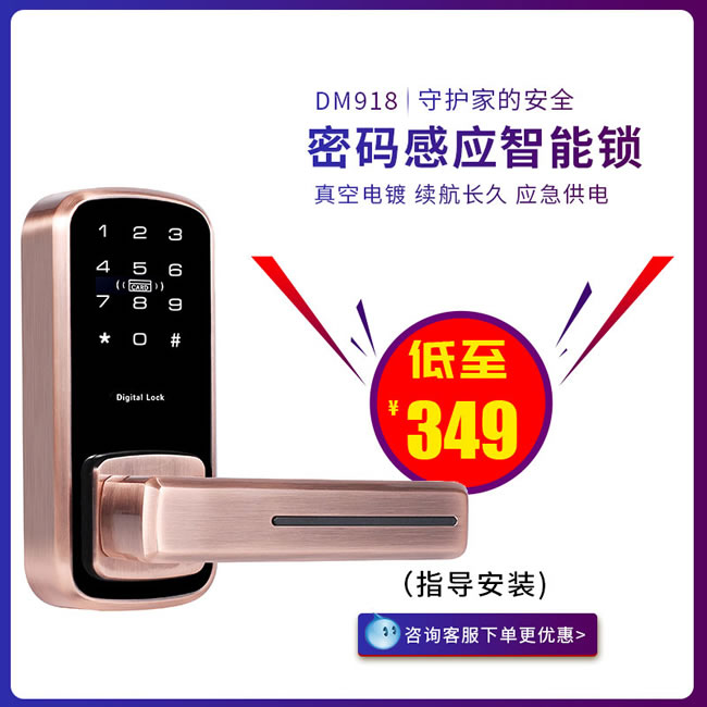 德典智能鎖 DM918室內木門密碼鎖刷卡鎖