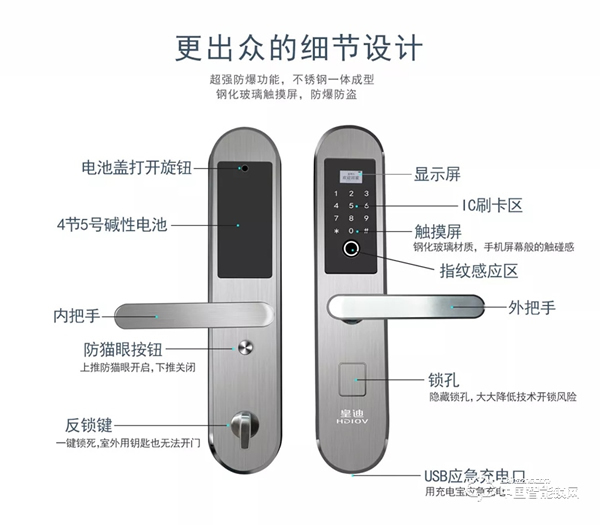 皇迪最新款不銹鋼智能鎖上市了！