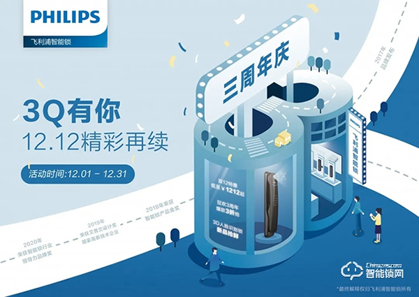 低至1212元？飛利浦智能鎖3周年暨雙12年終好戲上演！