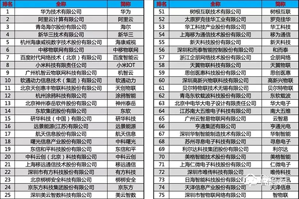 2019中國物聯網企業100強發布