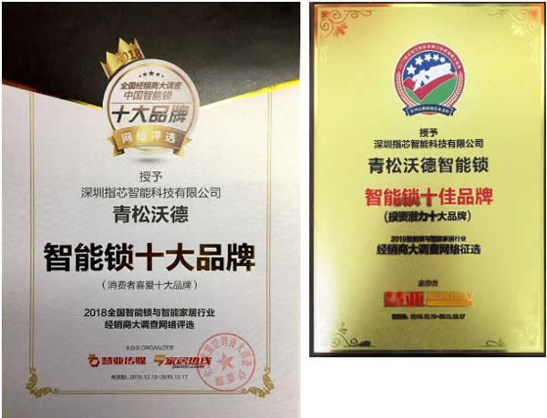 又獲獎了！青松沃德智能鎖斬獲2020年智能門鎖“孔明獎”兩大獎項！