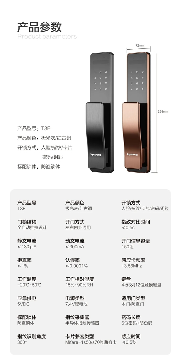 頂固安全門鎖|新品來襲！T8F-3D人臉識別智能鎖酷炫上市