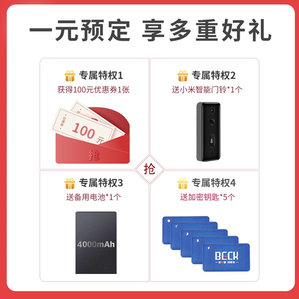 博克智能鎖限時福利，壕禮大放送，1元預(yù)定