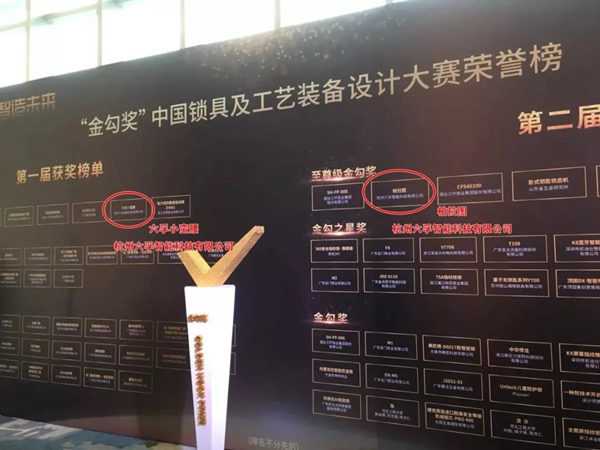 六孚智能鎖榮獲國家金勾獎最高殊榮“至尊級金勾獎” 六孚智能鎖榮獲國家金勾獎最高殊榮“至尊級金勾獎”