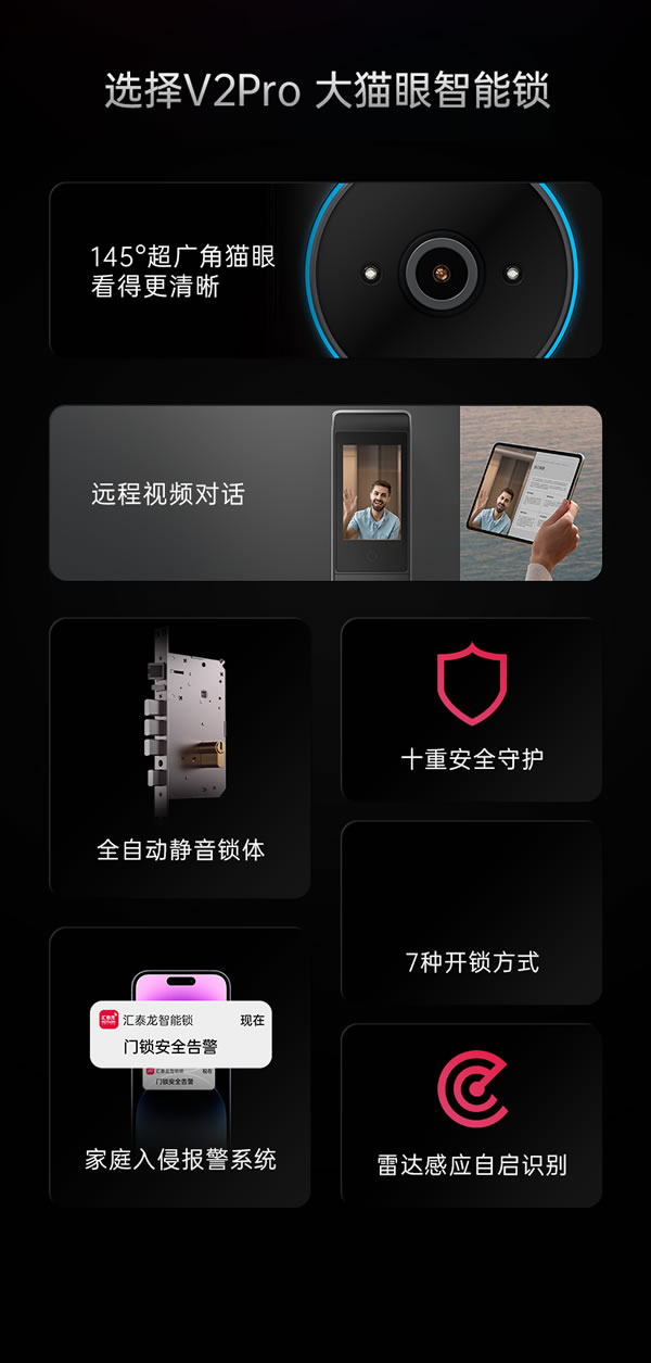 看得清,更安全丨匯泰龍V2pro大貓眼智能鎖 看得清,更安全丨匯泰龍V2pro大貓眼智能鎖