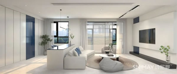 淺指智能鎖98㎡極簡兩居室,打造輕盈質感家居_1